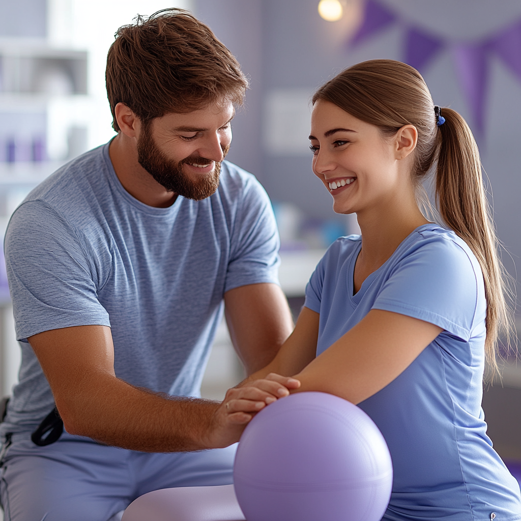 A Male Therapist Helping Female with Physical Therapy