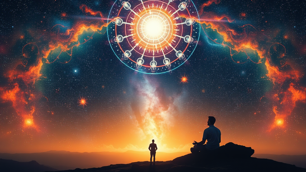 A Man Contemplating Universal Unity and Cosmic Love