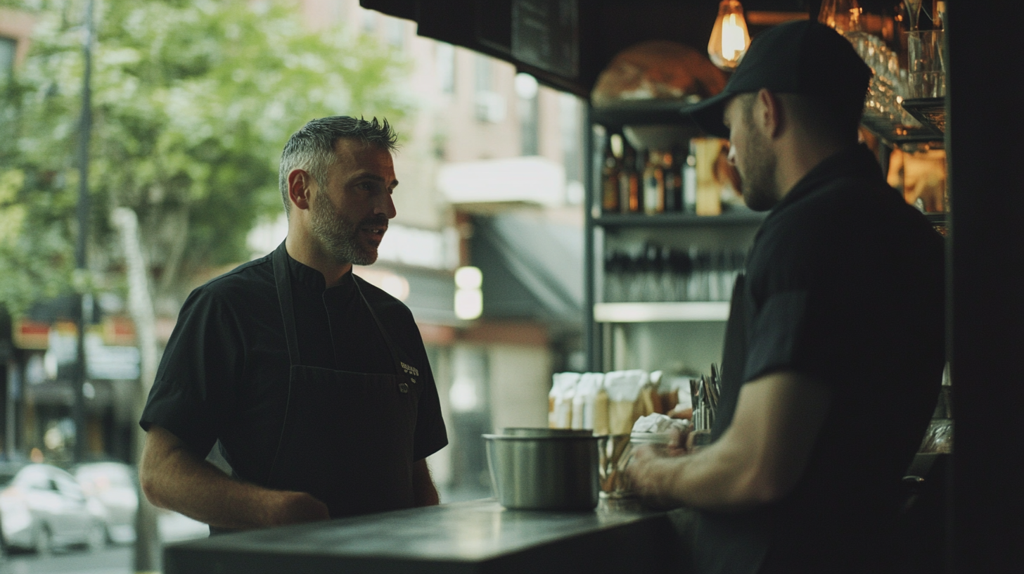 A Man in Black Talking to NY Chef