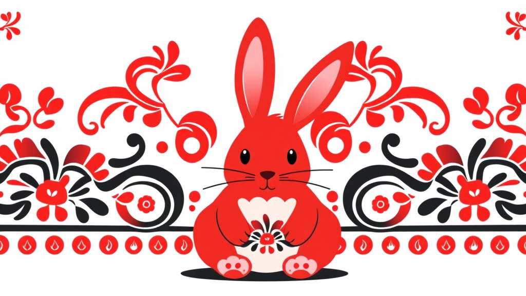 A Maori-Designed Easter Bunny on White Background