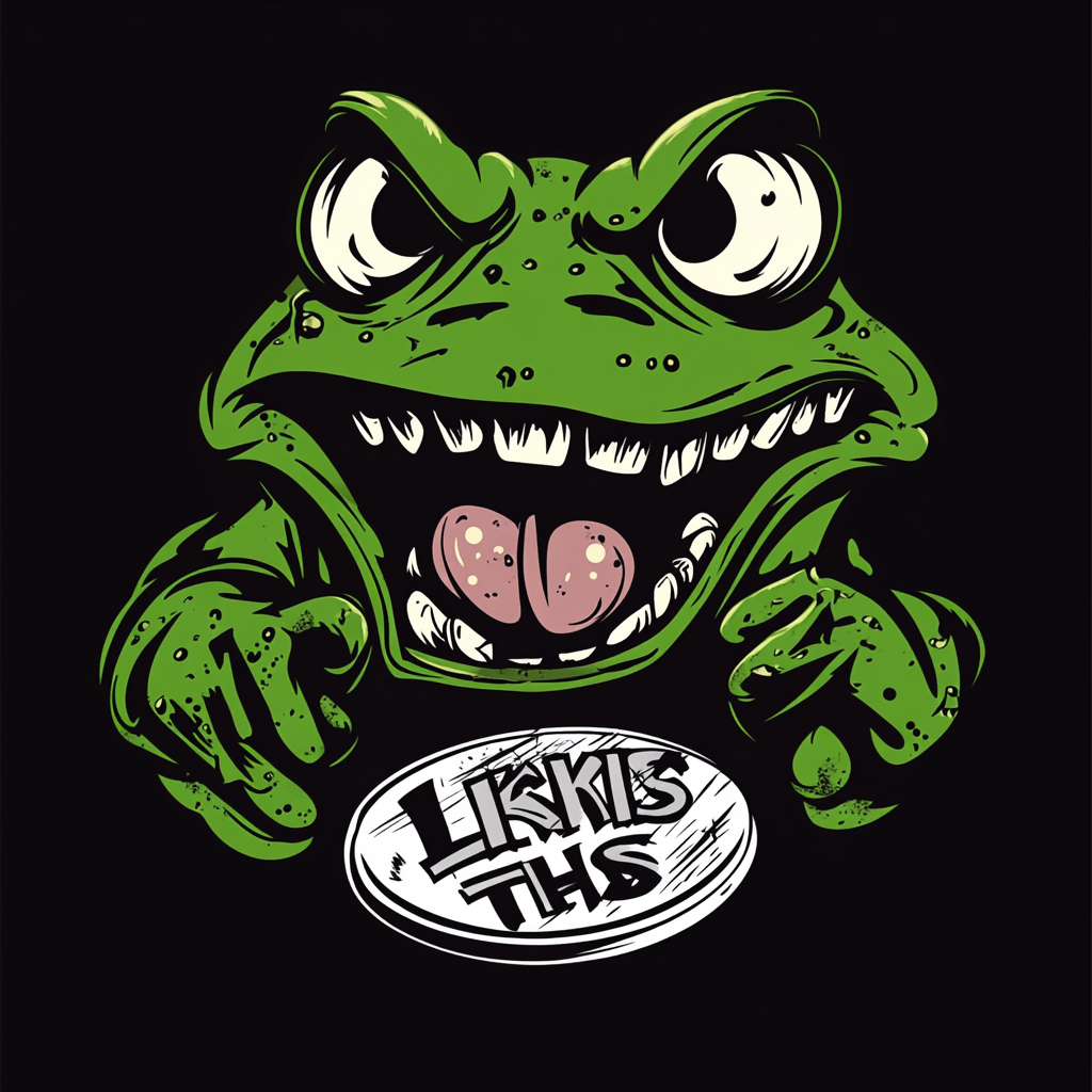 A Mean Green Frog Hockey Team Logo