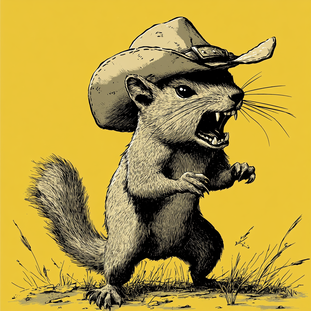 A Mean Squirrel in Cowboy Hat