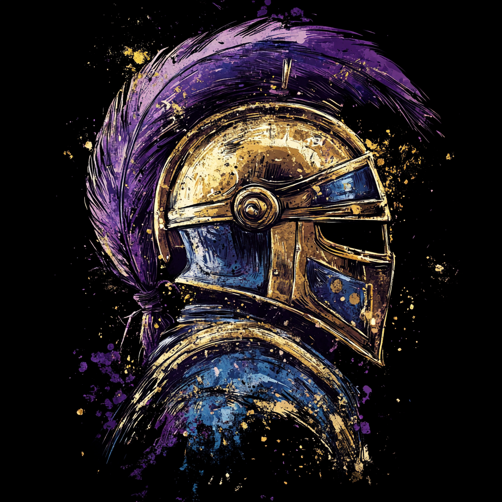 A Medieval Warrior Helmet in Graffiti Style