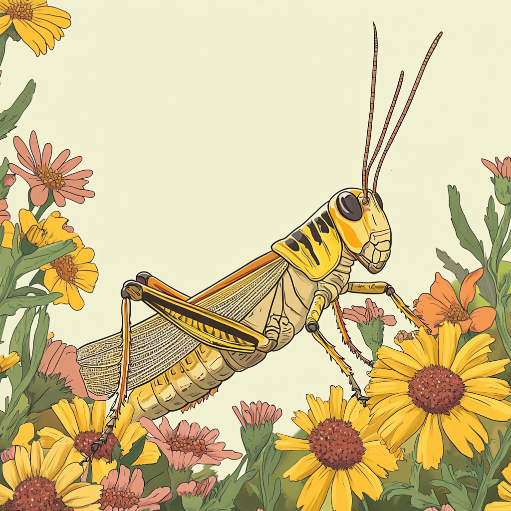 A Mexican grasshopper in natural habitat illustration.