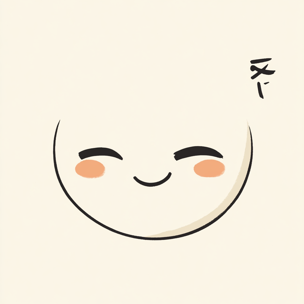 A Minimalist Chinese-inspired happy face with crescent eyes