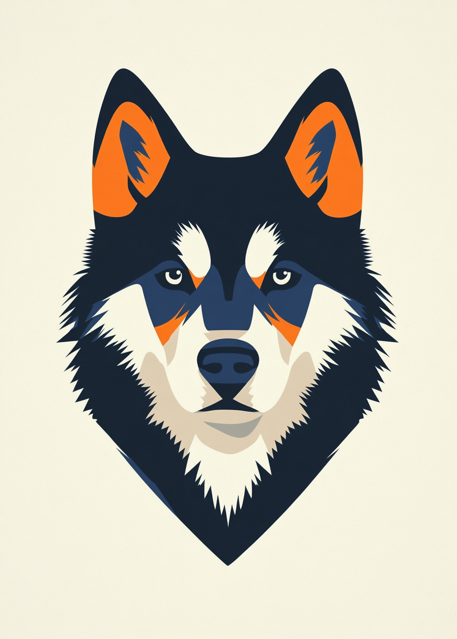 A Minimalistic Huskie Head Illustration