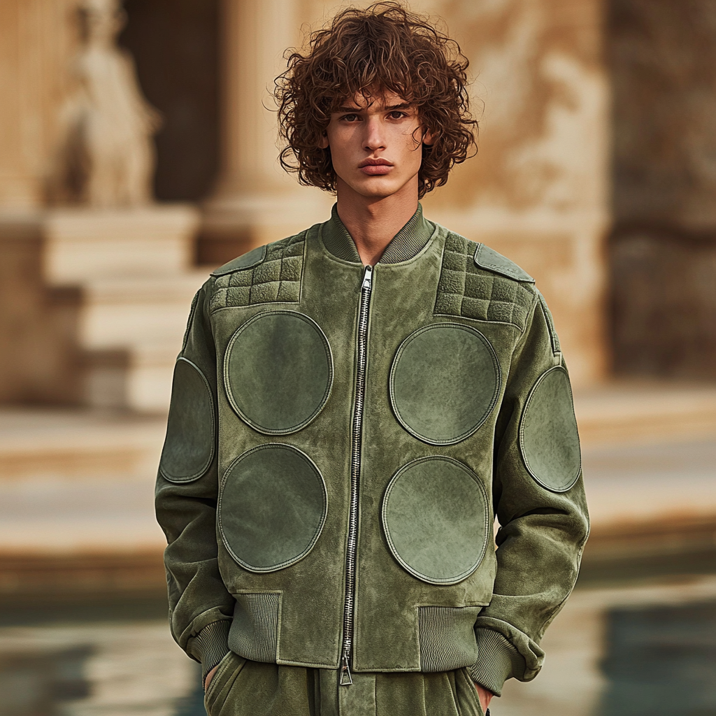 A Model in a Stylish Green Jacket for Men