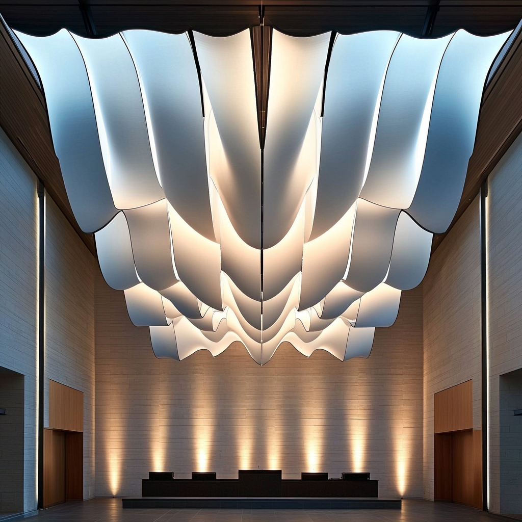 A Modern, Glowing Geometric Ceiling Installation