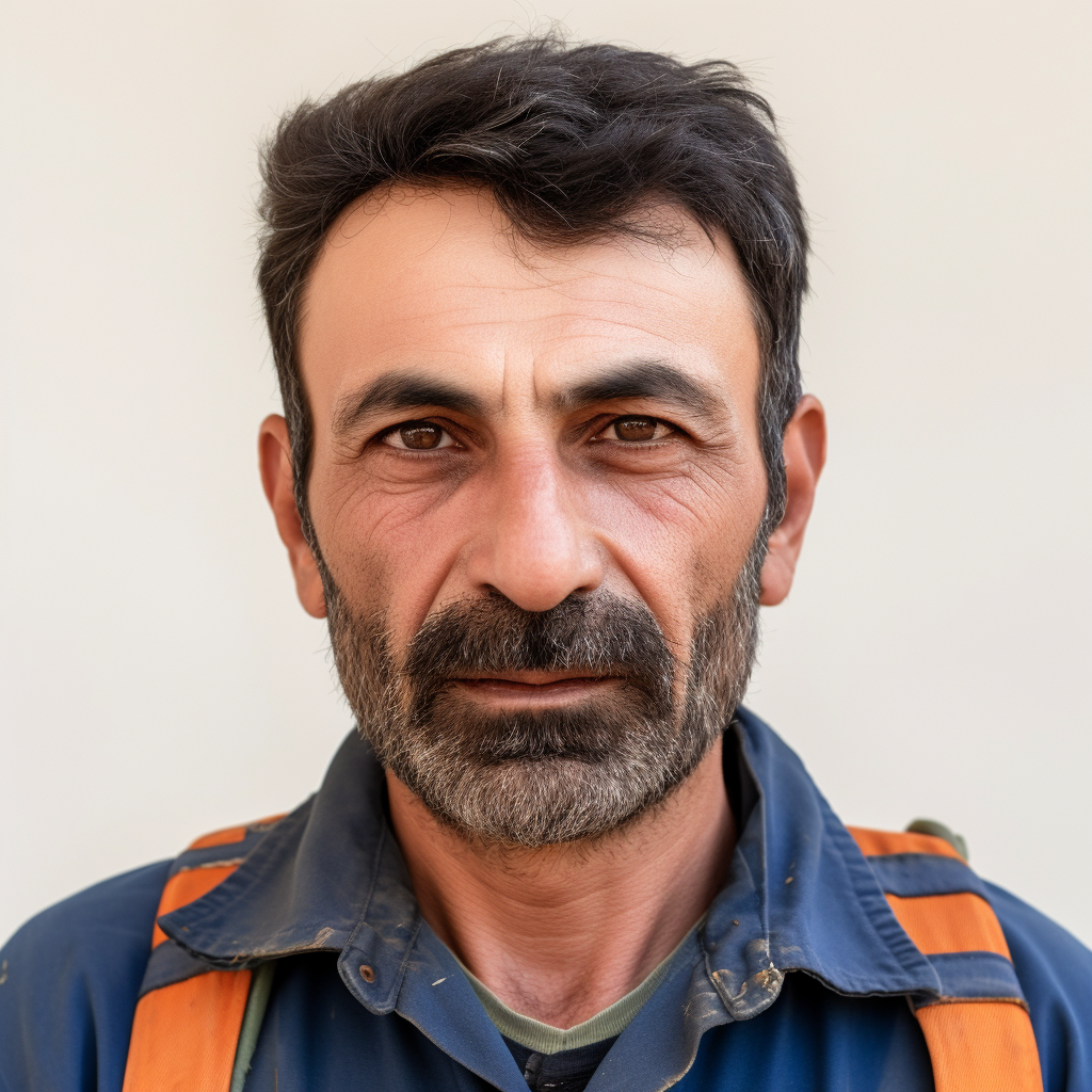 A Modern Carpenter in Blue and Orange Uniform