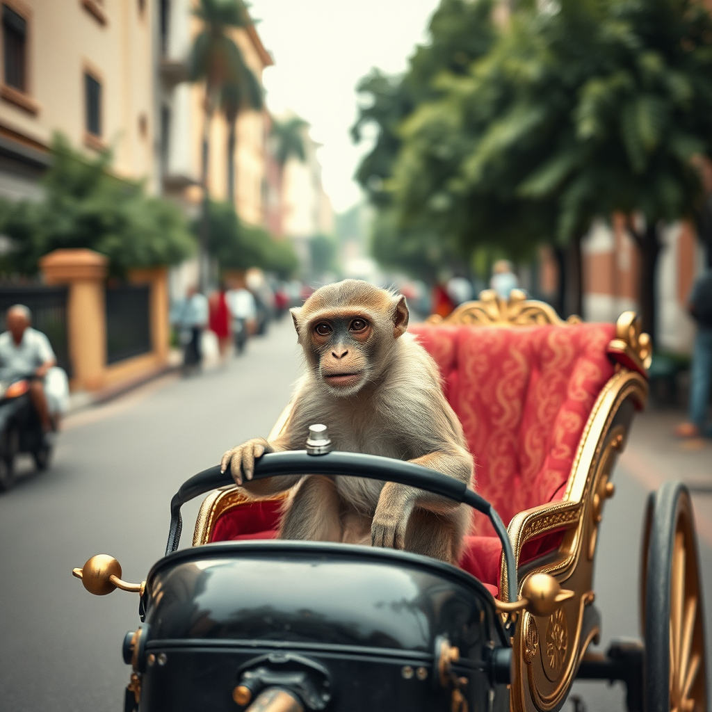 A Monkey Driving a Fancy Carriage