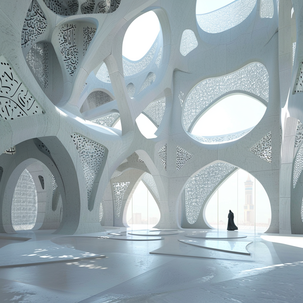 A Mosque with Modern and Arabic Design