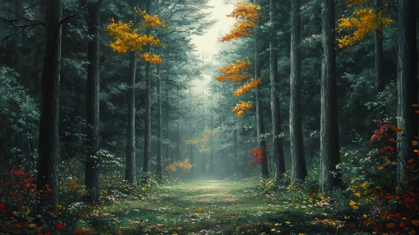 A Mystical Japanese Forest in Autumn Hues