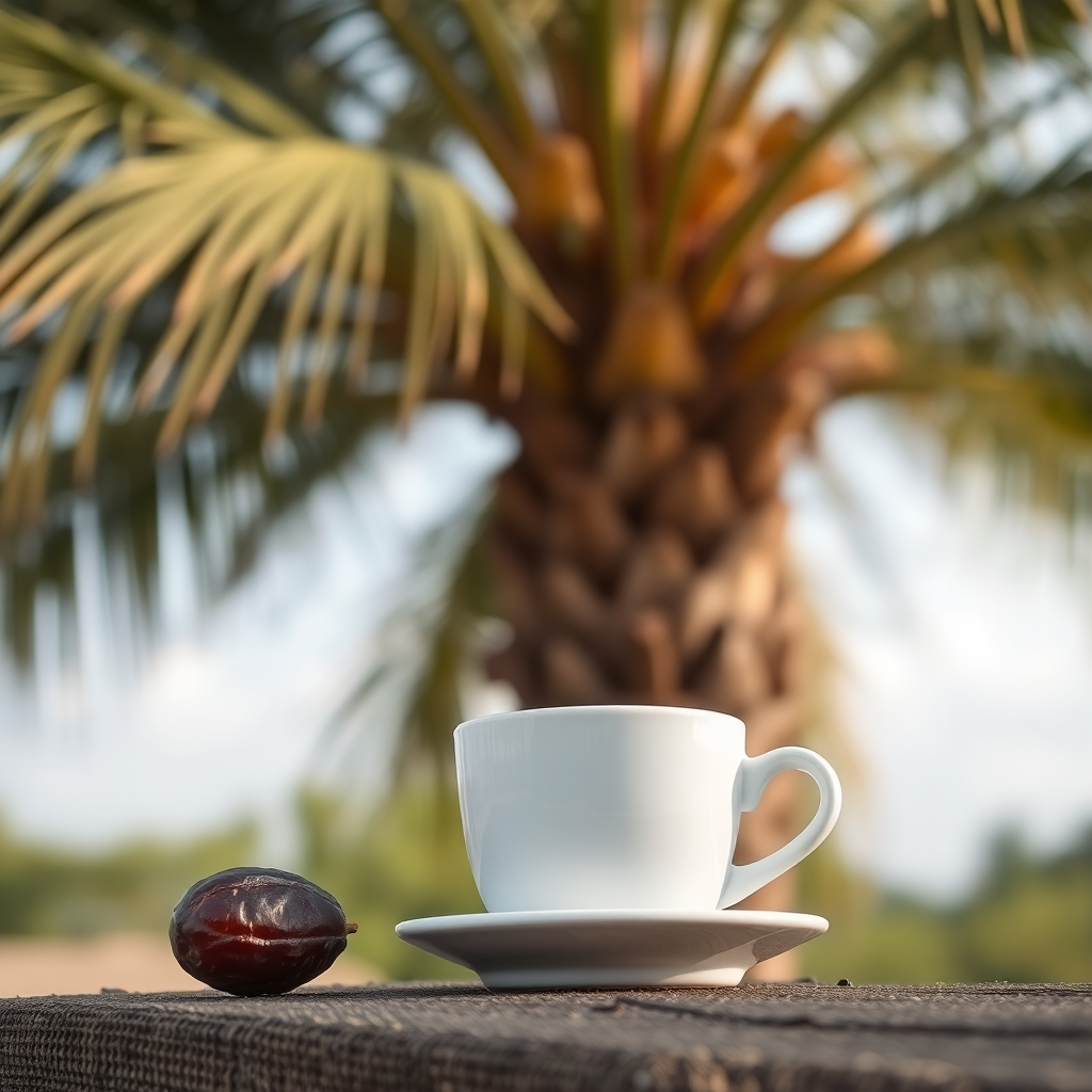 A Natural Date Kernel and Coffee Breakfast Scene