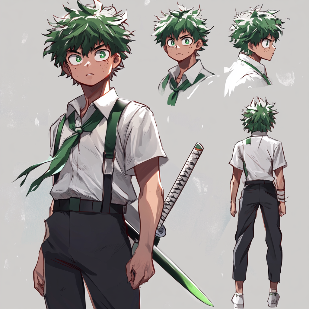 A Nervous Teen with Grass Hair and Sword