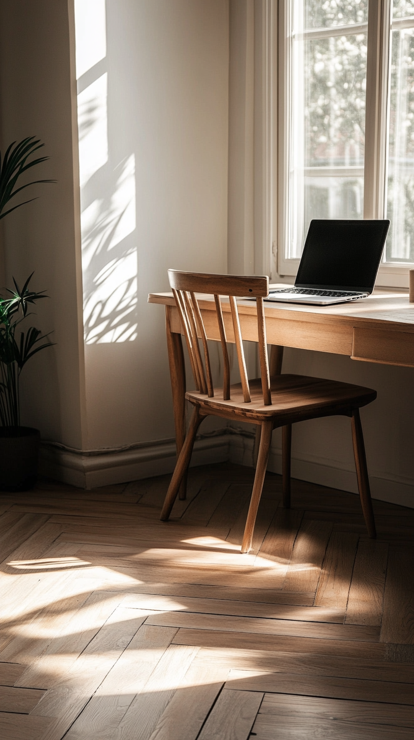 A Neutral Room with Laptop Desk, Aesthetic Decor