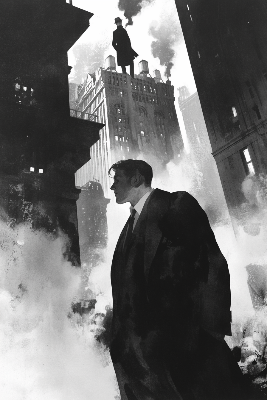 A Noir Novel Cover: Smoky Steampunk New York