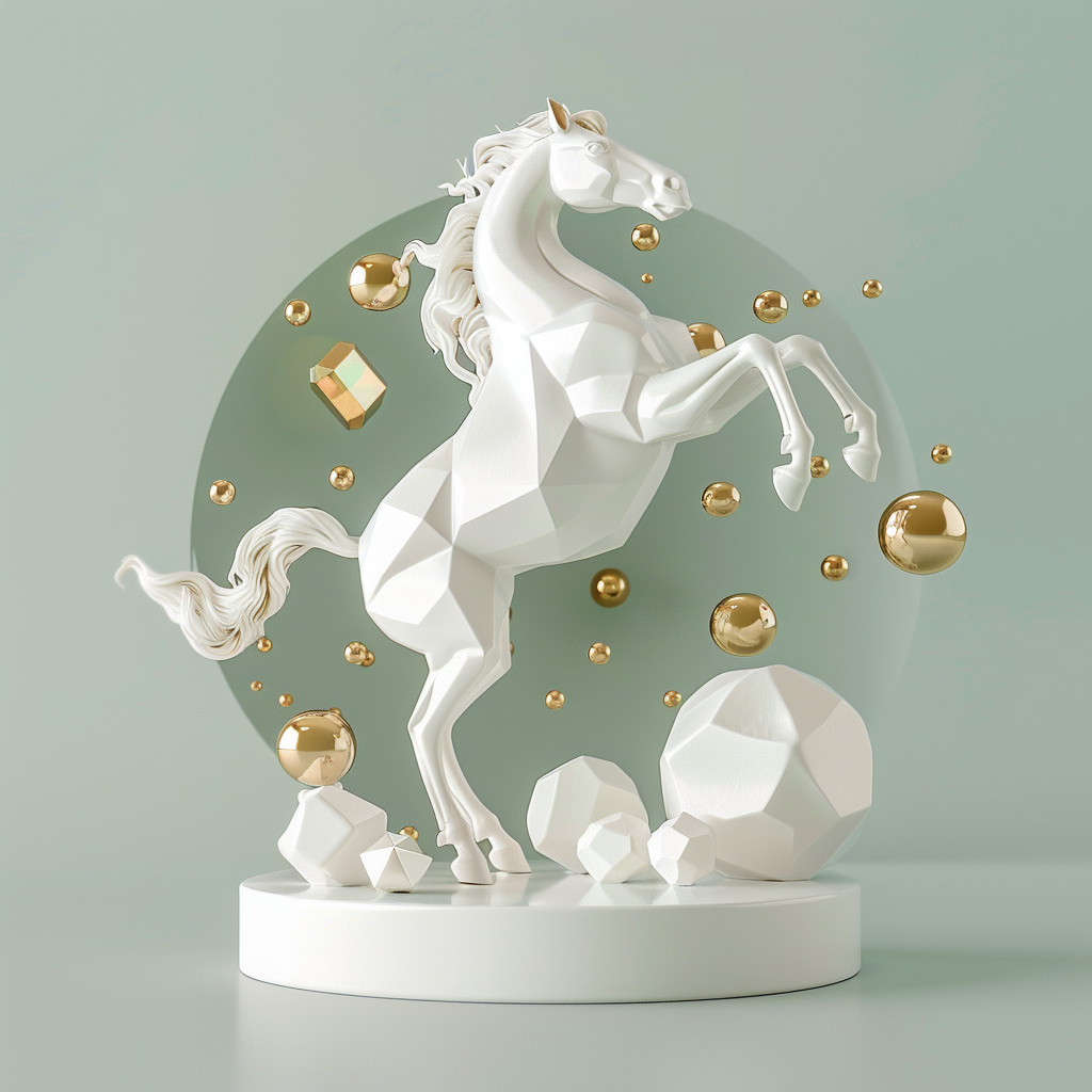 A Nordic luxury horse sculpture with gold jewelry