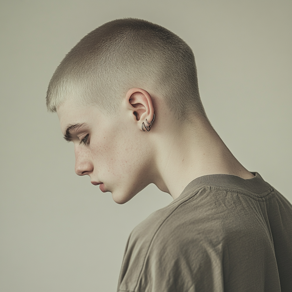 A Pale Young Man with Piercings