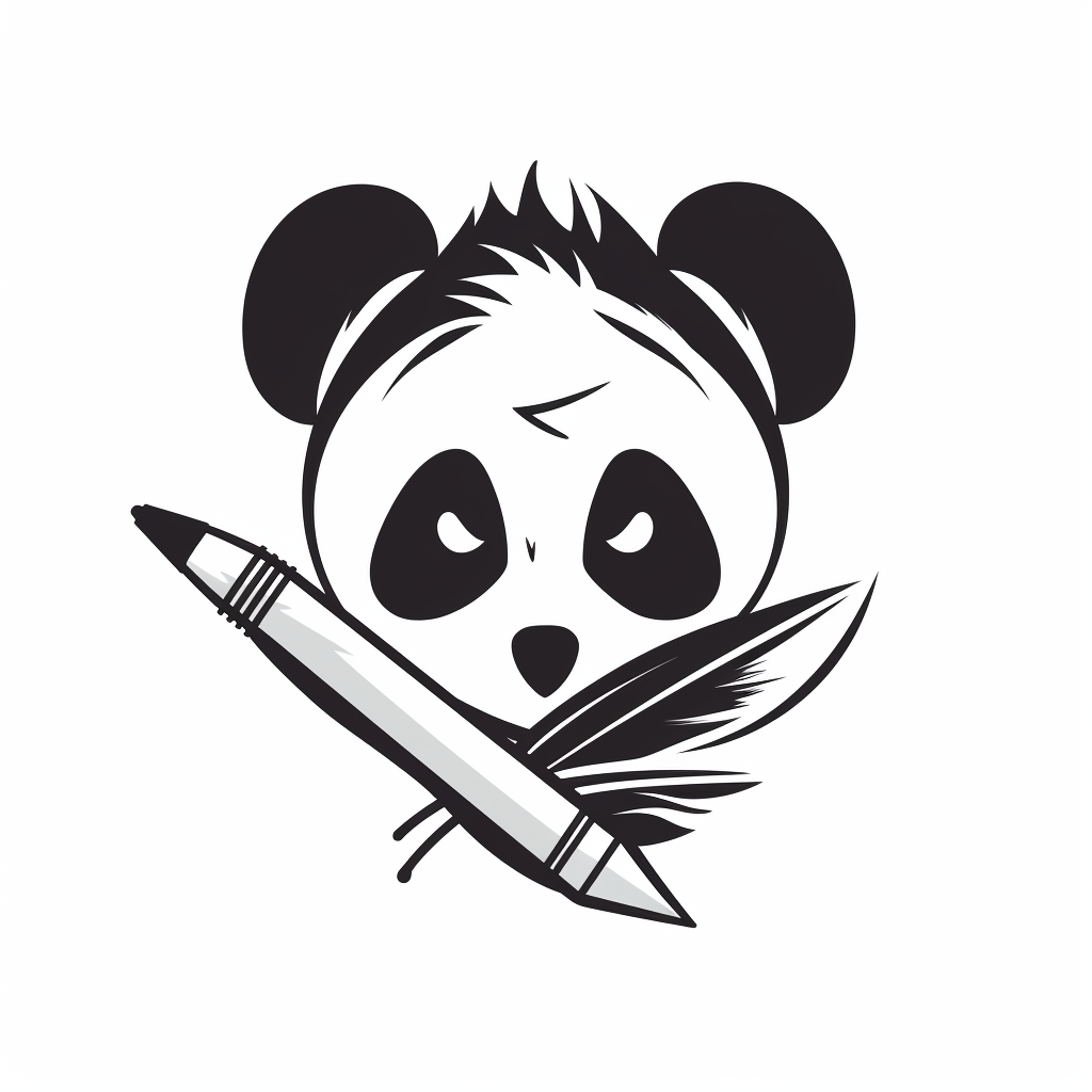 A Panda Drawing with Ink Quill