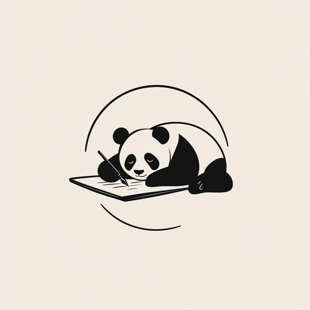 A Panda Writing Logo in Minimalist Style