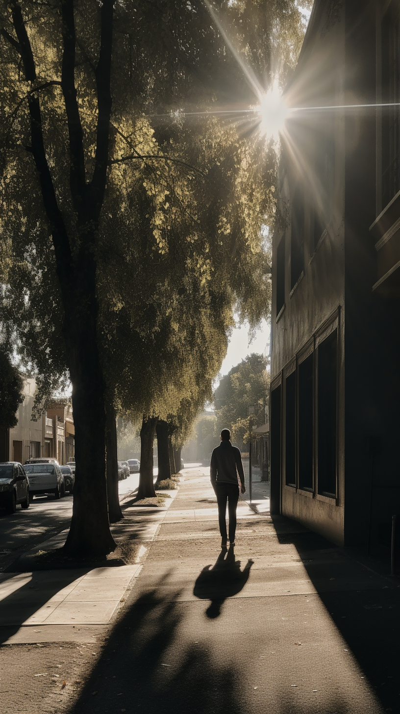 A Person Walking Down a Quiet Street