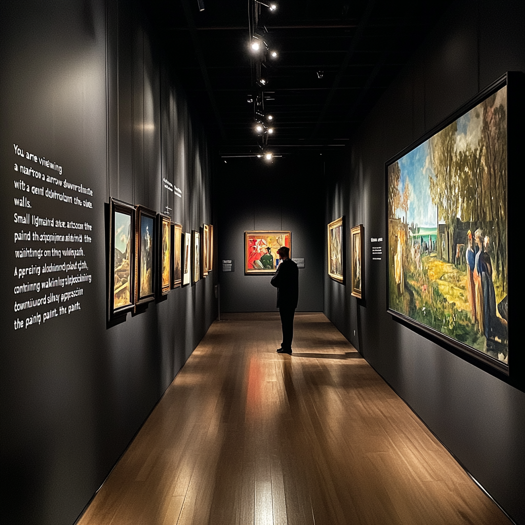 A Person Walking Through Illuminated Art Exhibition.