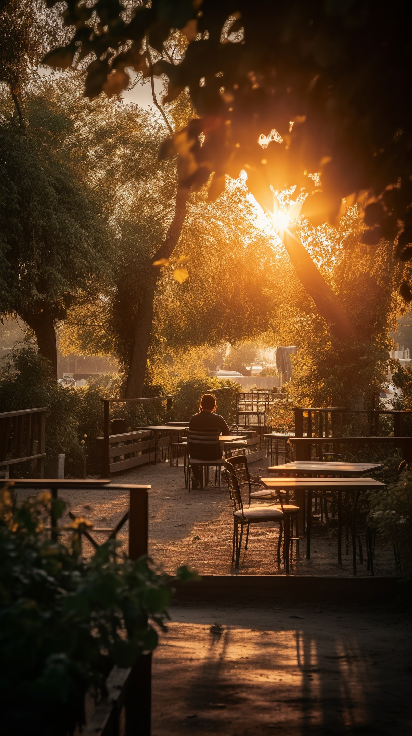 A Person at Café During Sunset, Relaxing