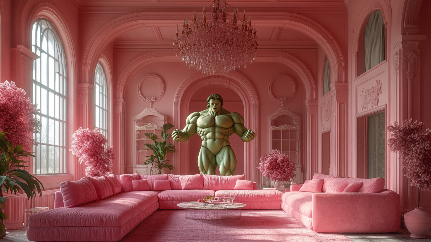 A Pink Barbie Turns into Green Hulk