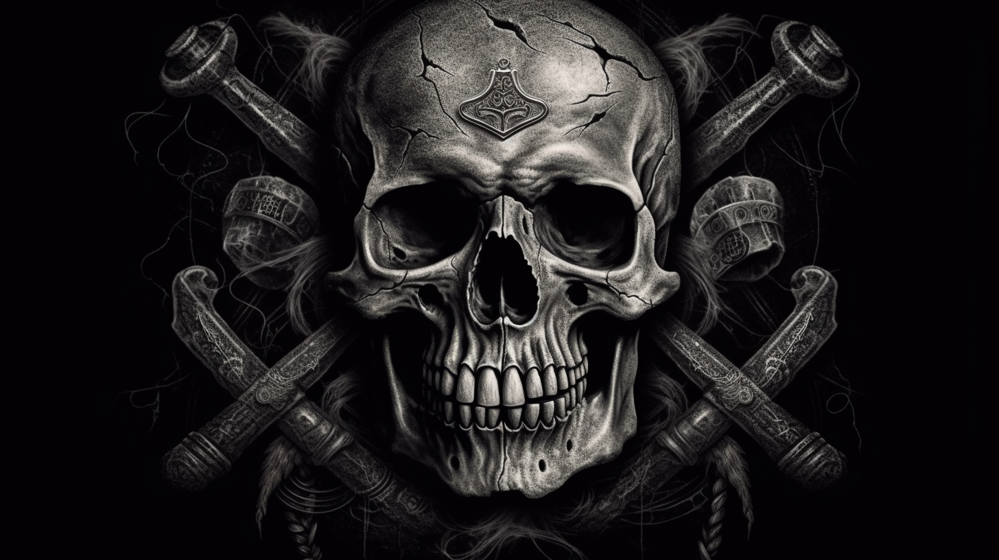 A Pirate's Skull and Bones Charcoal Drawing