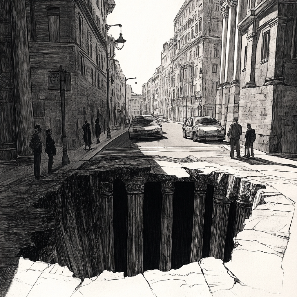 A Playful Disney-style Pothole in Rome