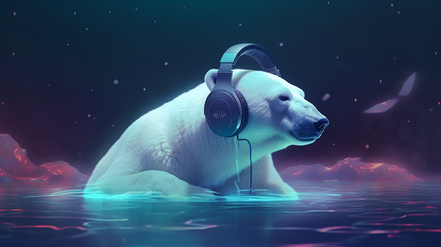 A Polar Bear relaxing on melting ice floe