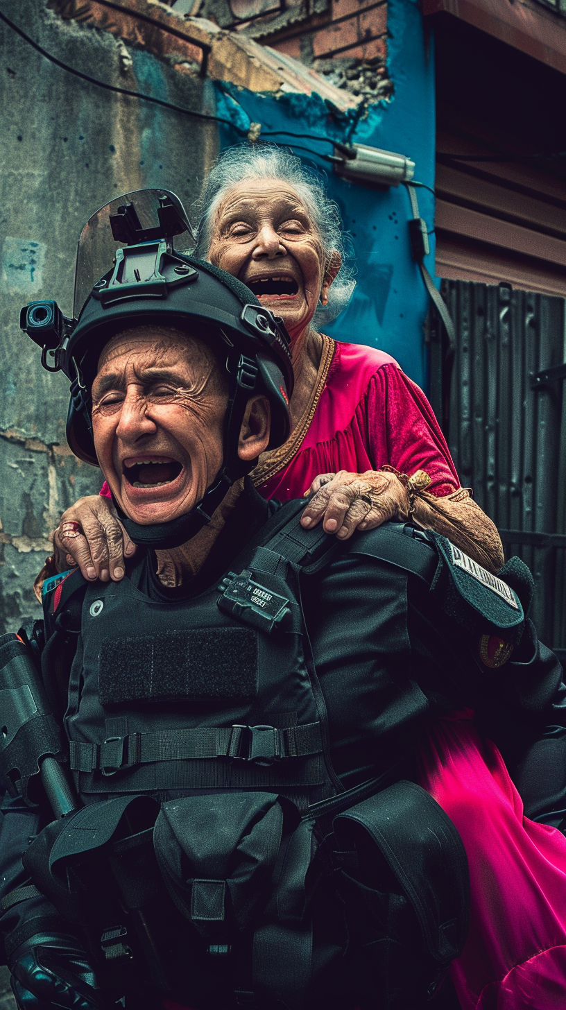 A Police Officer Helps a Happy Grandma 