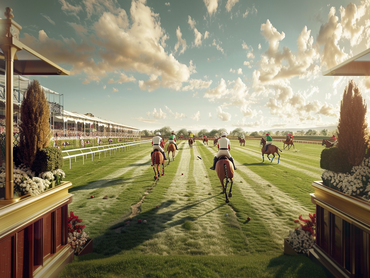 A Polo Game Advertisement with Horseback Players