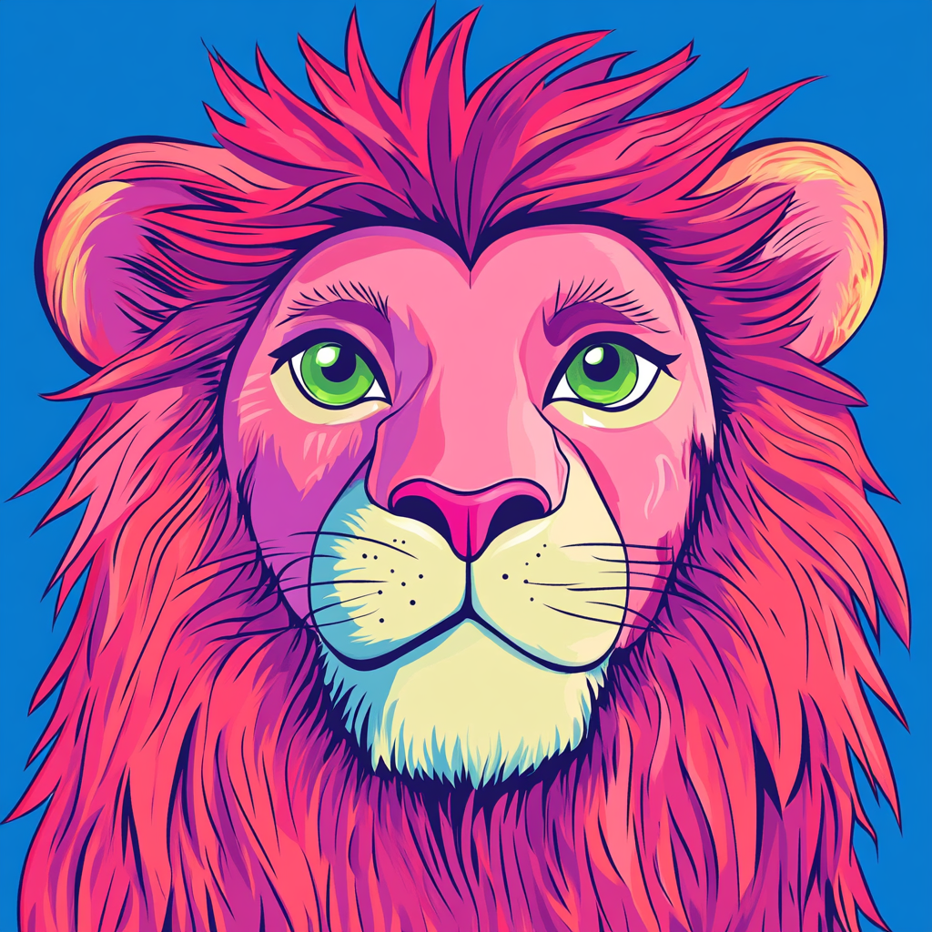 A Portrait of a Pink Lion for T-Shirt Design