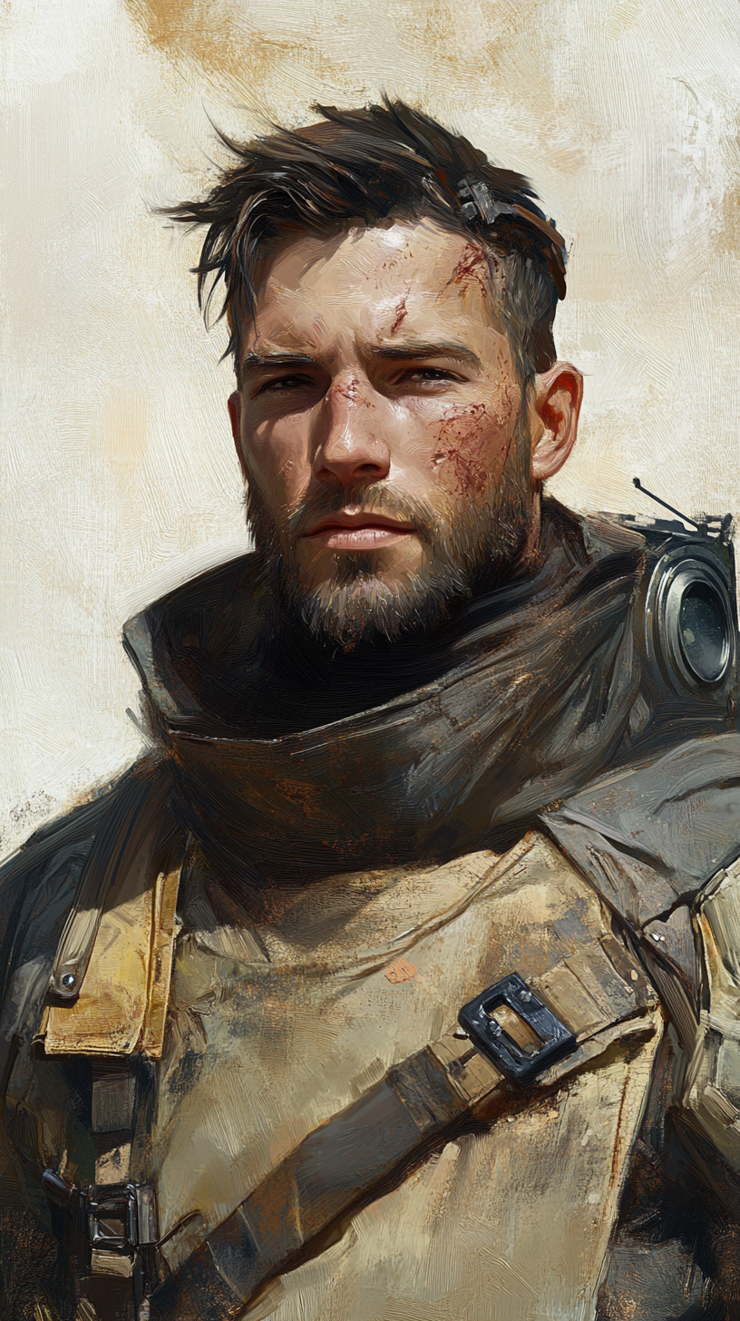 A Portrait of a Tanned Male in Sci-Fi Desert