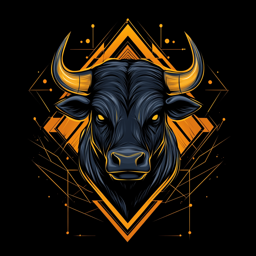 A Powerful, Angry Bull with Geometric Design. Vector Illustration