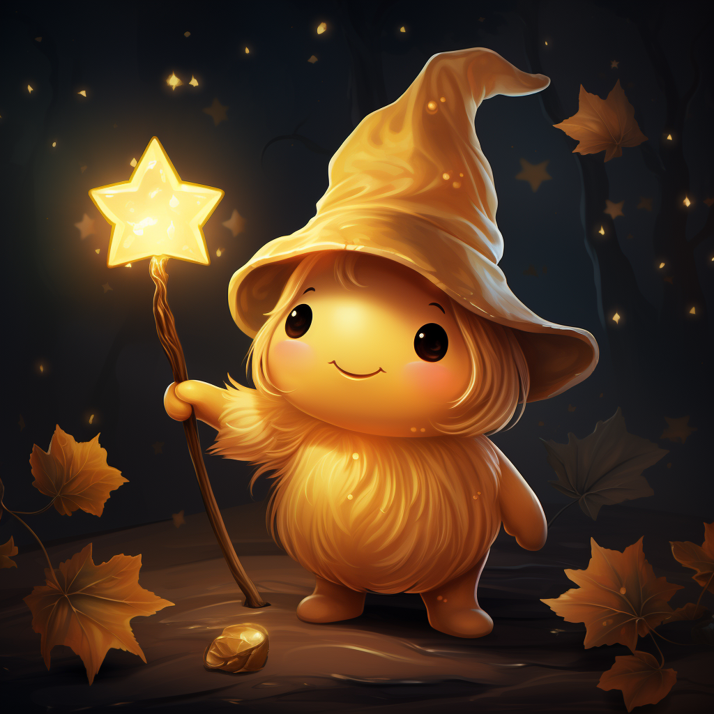 A Pumpkin with a Magic Hat and Wand