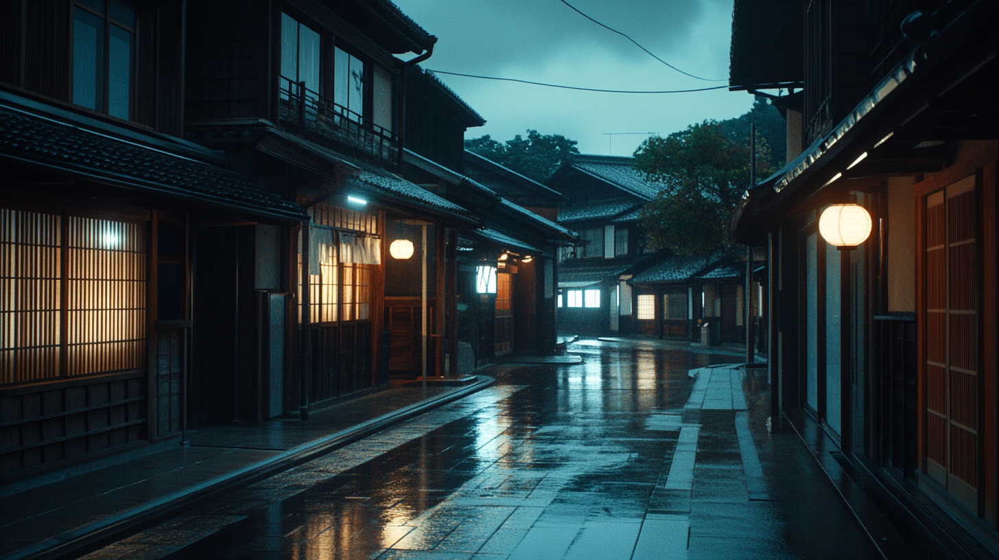 A Quiet Night in a Japanese Village