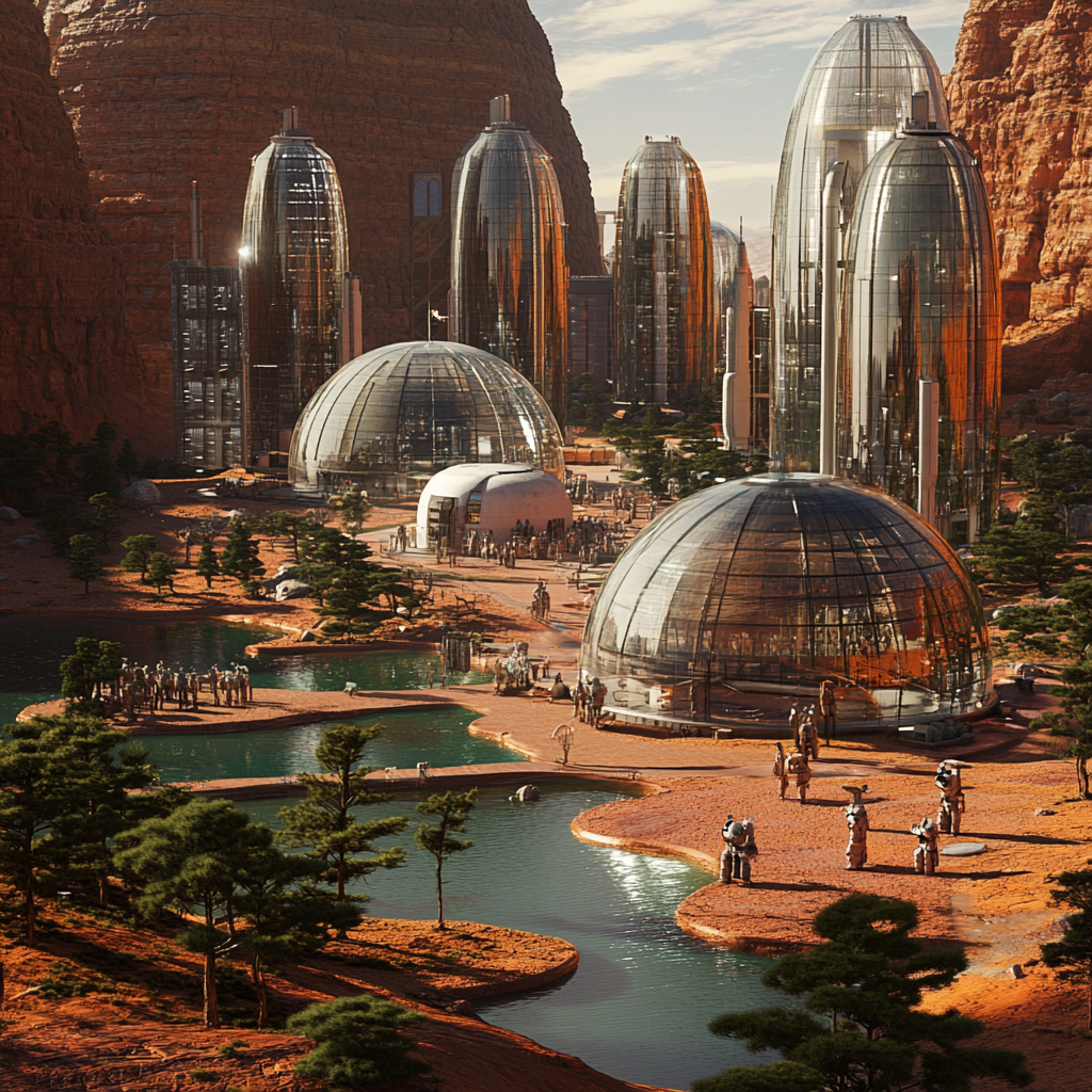 A Realistic Mars Colony with Glass Buildings