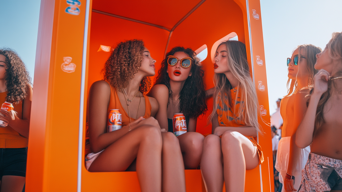 A Realistic Orange Kissing Booth at Music Festival