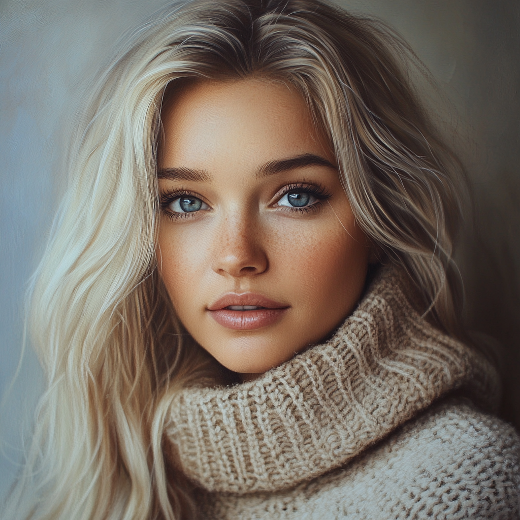 A Realistic Portrait of a Blond Woman