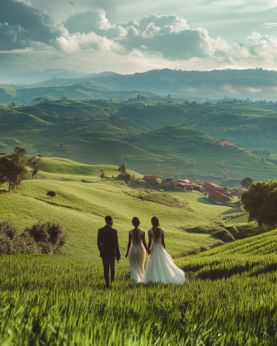 A Realistic Wedding Photo of Rwandan Couple.