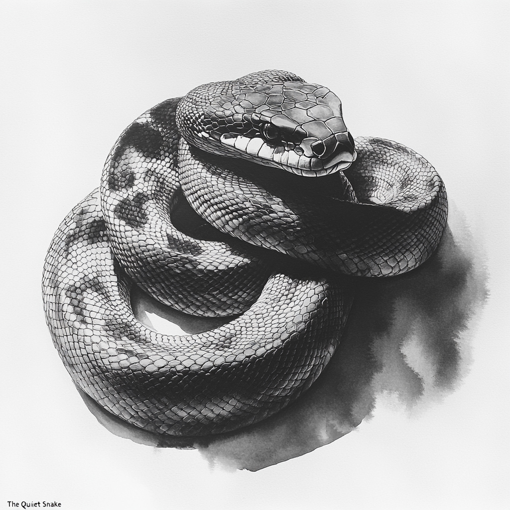 A Relaxing Snake Resting Peacefully in Ink