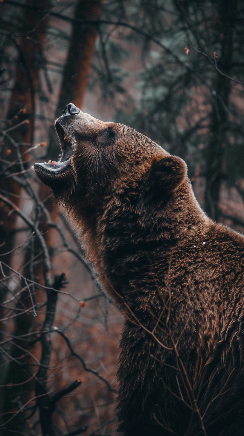 A Roaring Angry Bear's Head in High Definition