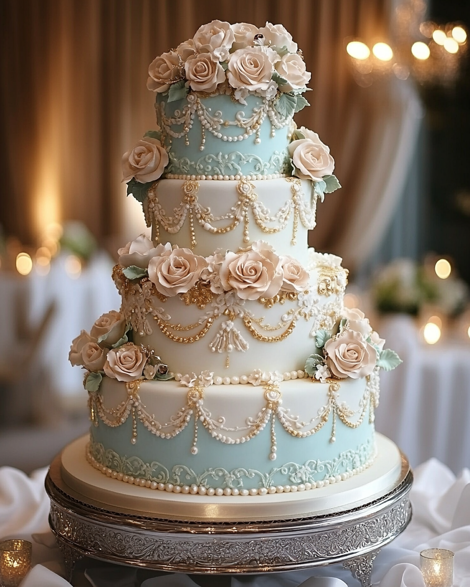 A Rococo Inspired Multilayered Wedding Cake Design