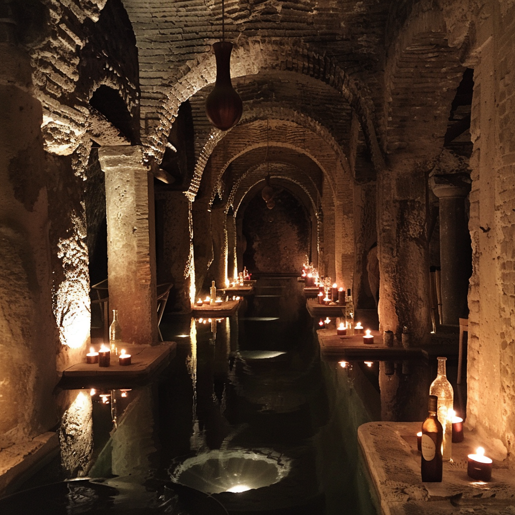 A Roman spa with Arabic influence and candlelight.