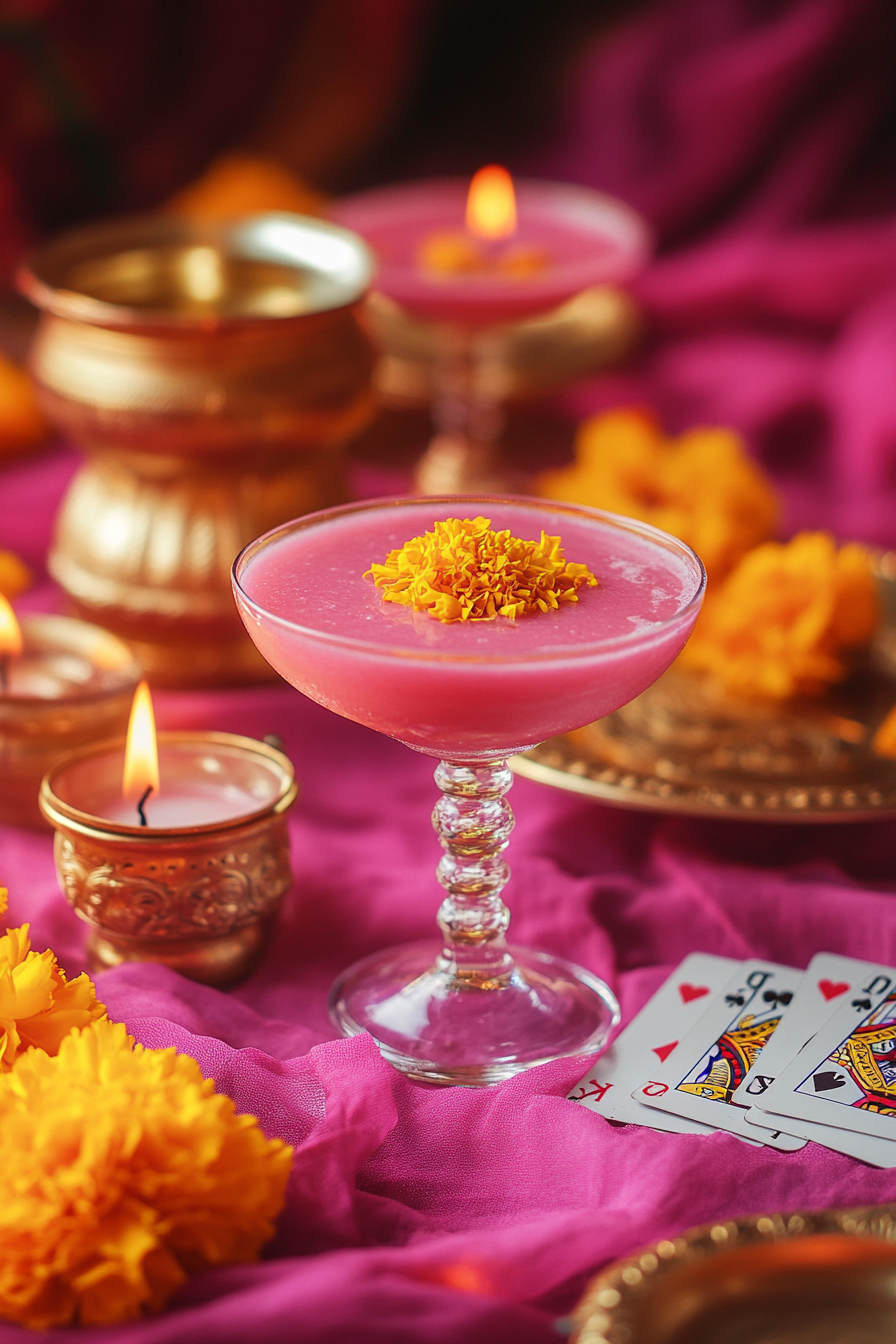 A Rose Petal Dessert Display with Props