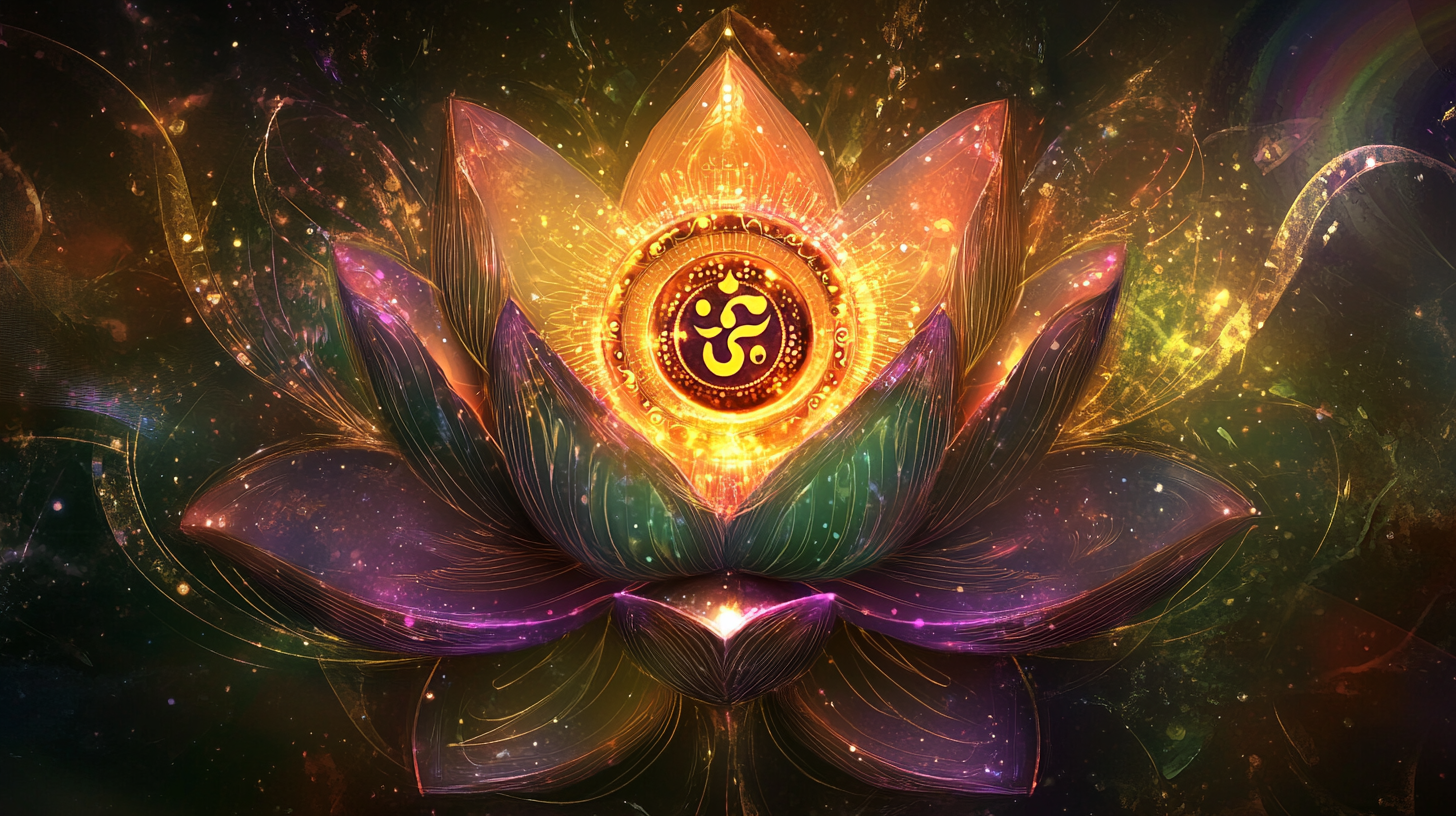 A Sacred Lotus Blossom with AI and Om