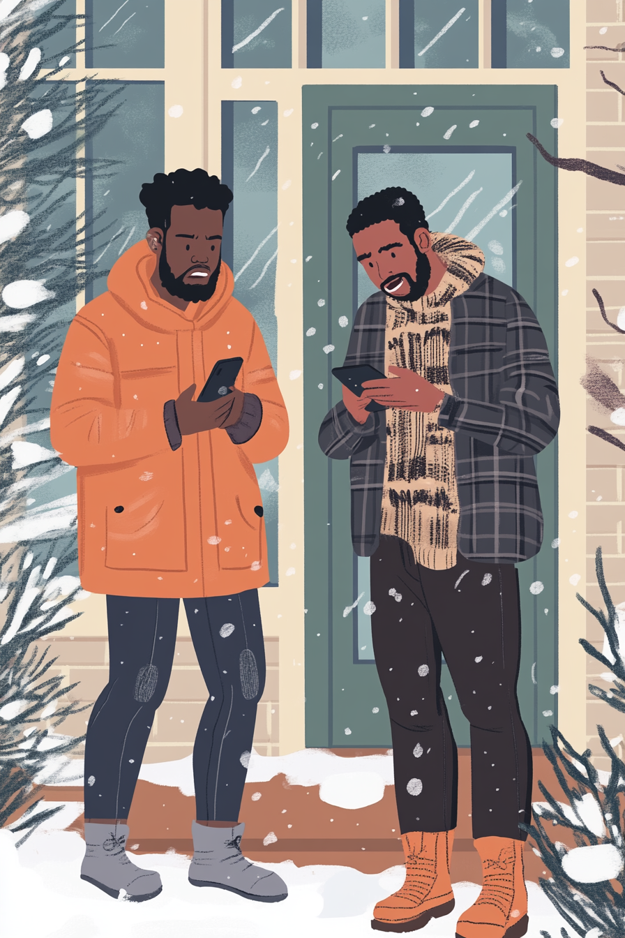 A Sad Goodbye Between Gay Couple in Winter