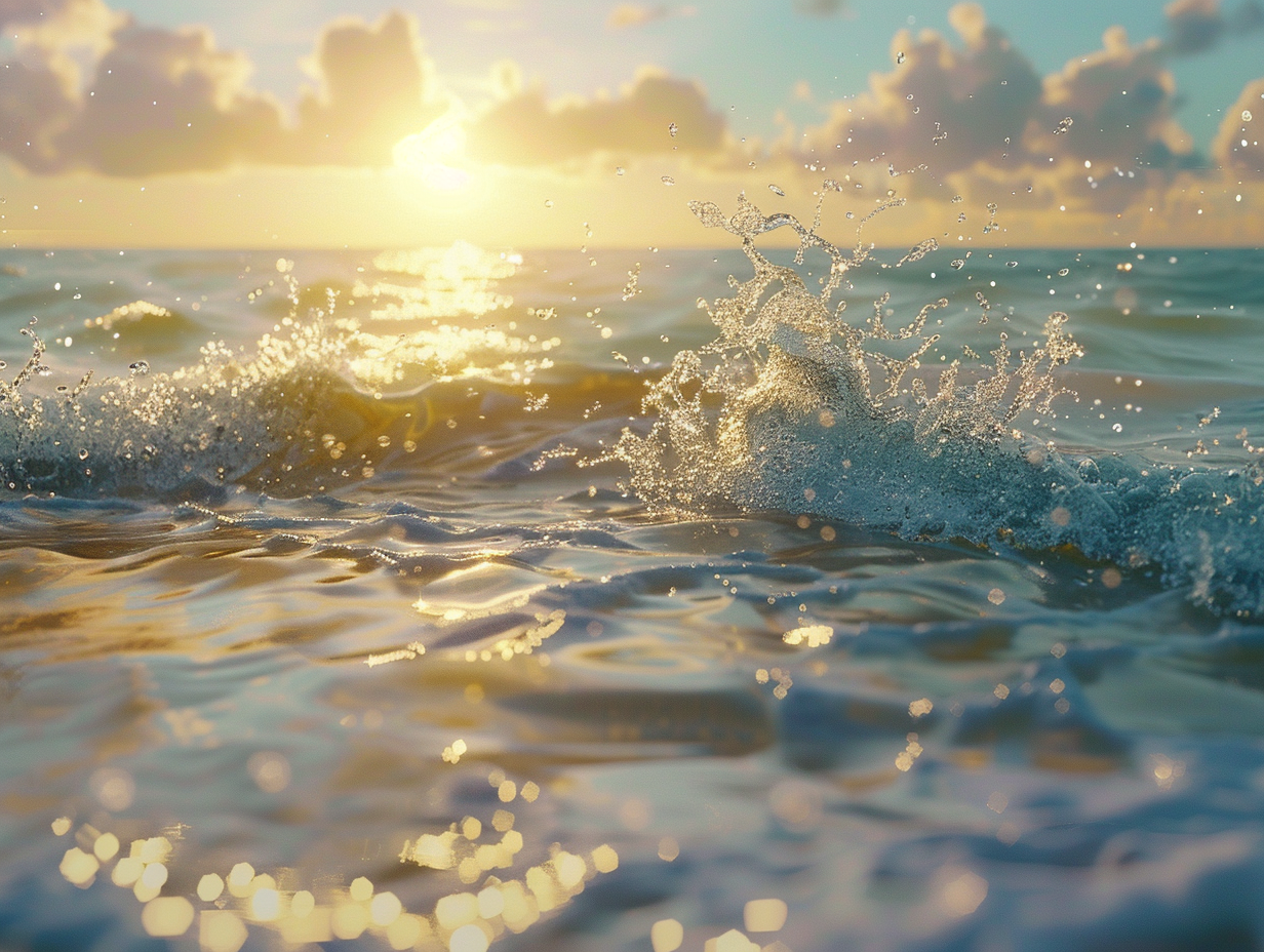 Cinematic Beach Waves Photograph In Wes Anderson Style